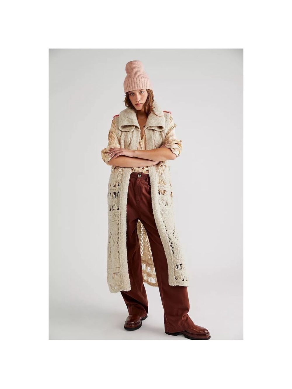 Free People Snowmad Maxi Vest in cream women’s medium